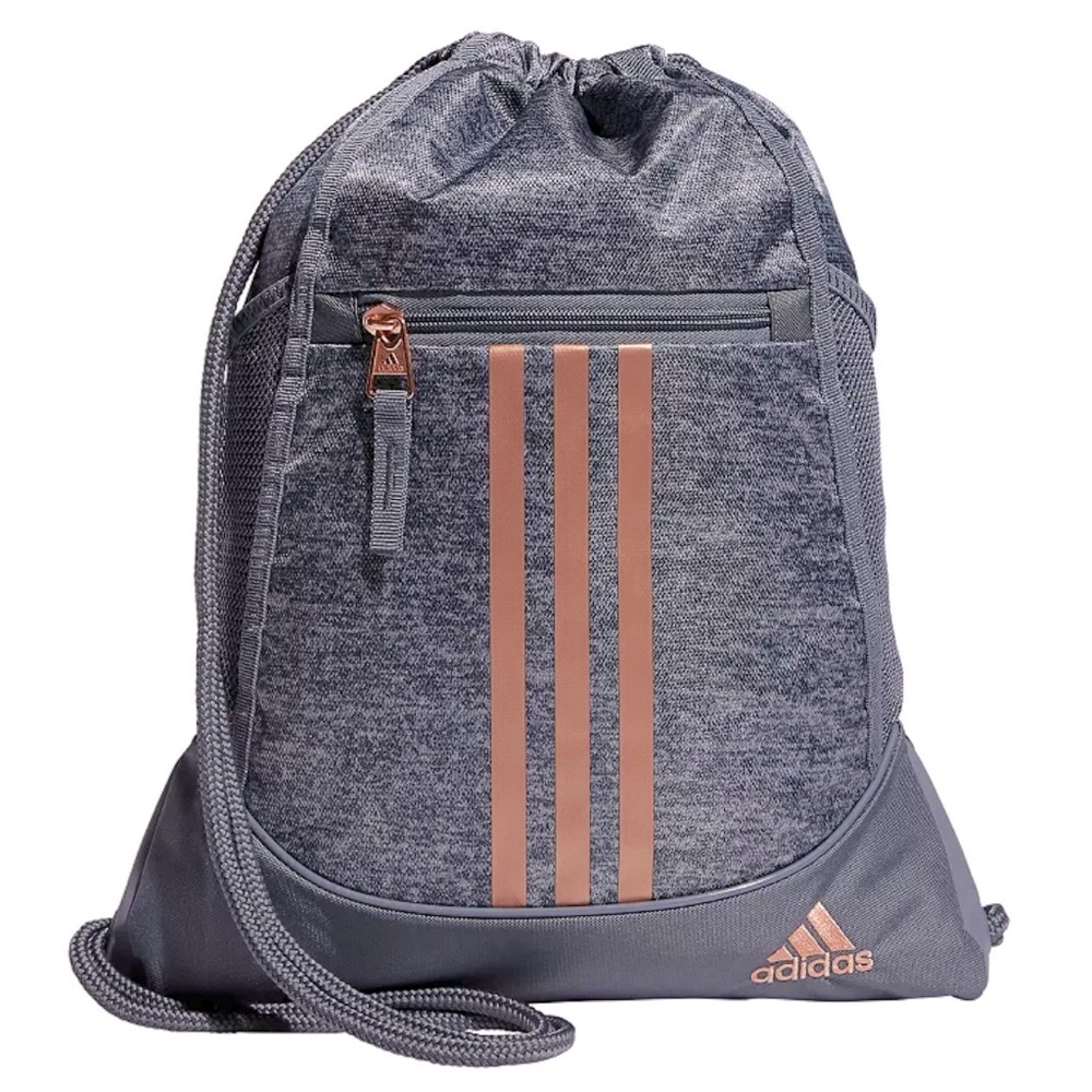 Adidas Alliance 2 Sackpack in Gray and Rose Gold